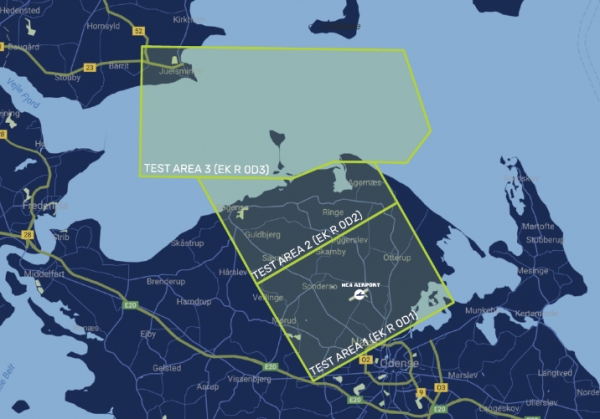 Map of Denmark’s national UAS Test Center